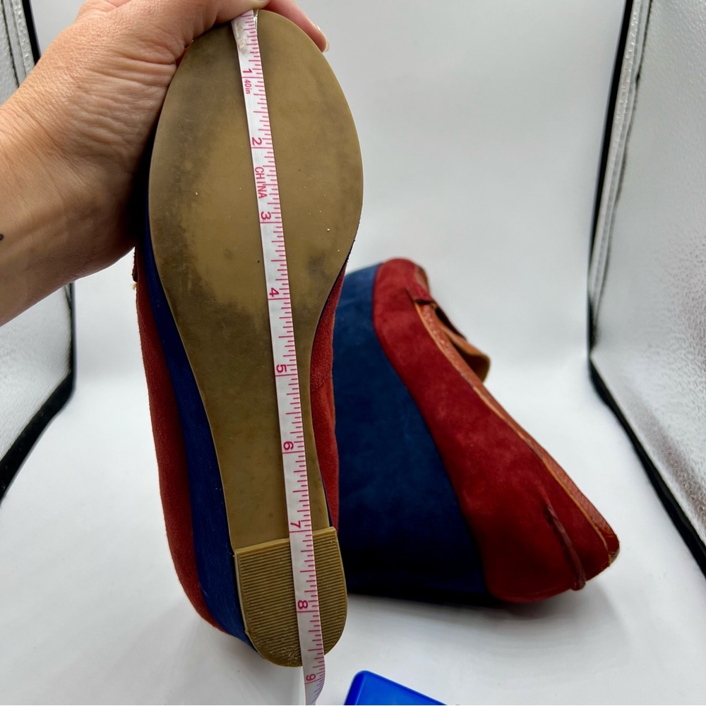 Pilcro & The Letterpress Blue Red Orange Wedge Loafer Sz. 8.5 Anthropology - Picture 8 of 8